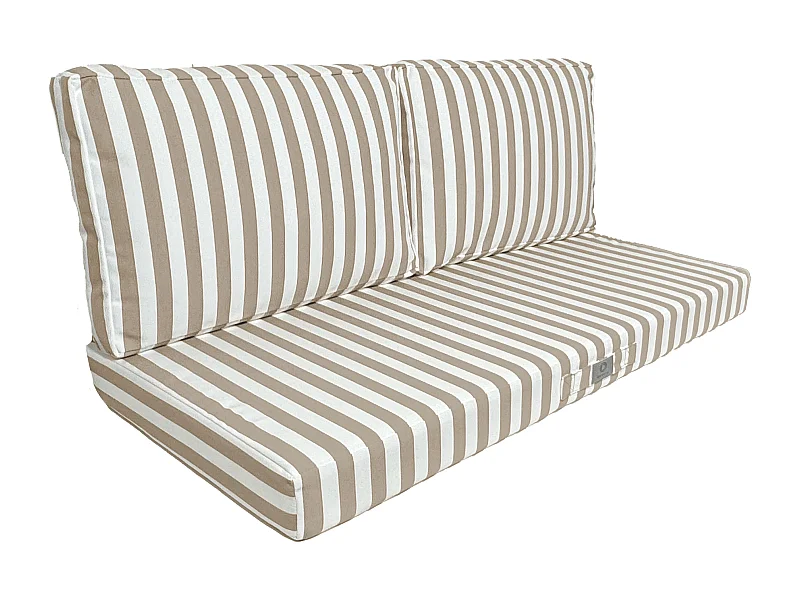 Coussins pour salon de jardin déhoussable 100x50cm - Rayure Beige