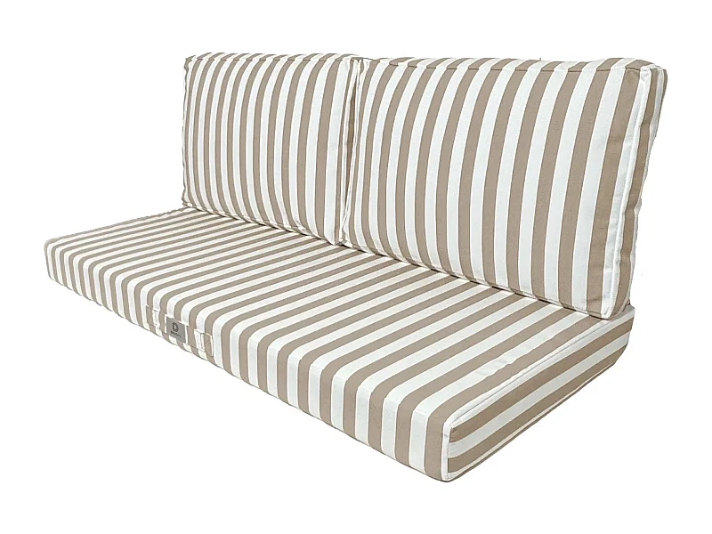 Coussins pour salon de jardin déhoussable 100x50cm - Rayure Beige