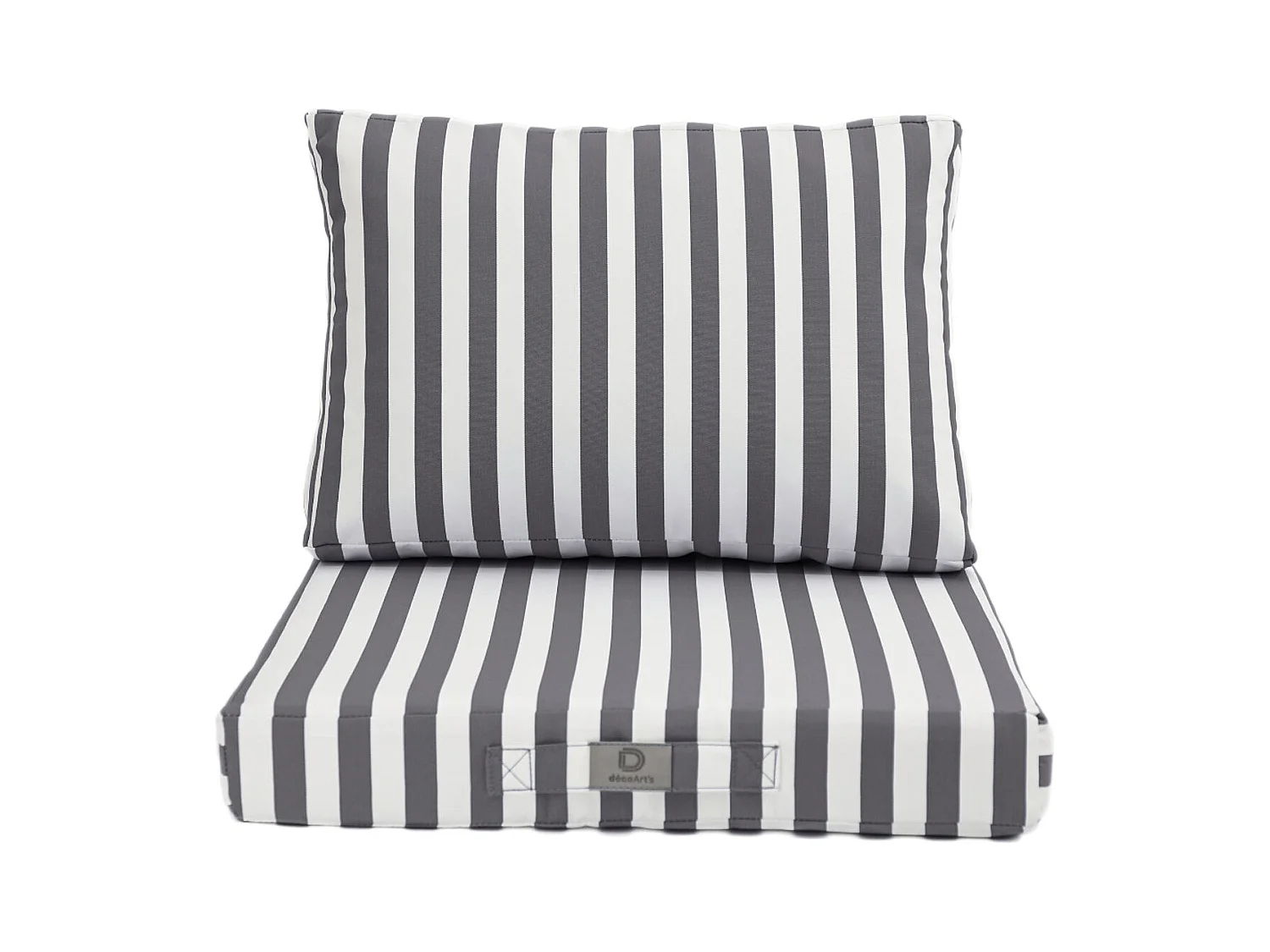 Coussins pour salon de jardin déhoussable 60x60cm - Rayure Gris foncé