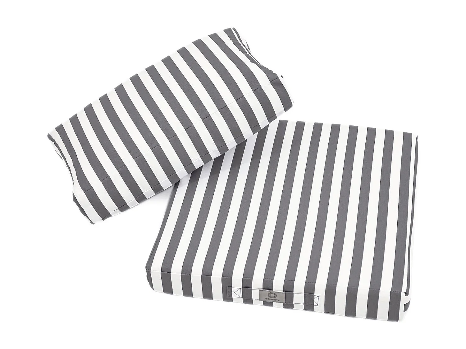 Coussins pour salon de jardin déhoussable 60x60cm - Rayure Gris foncé