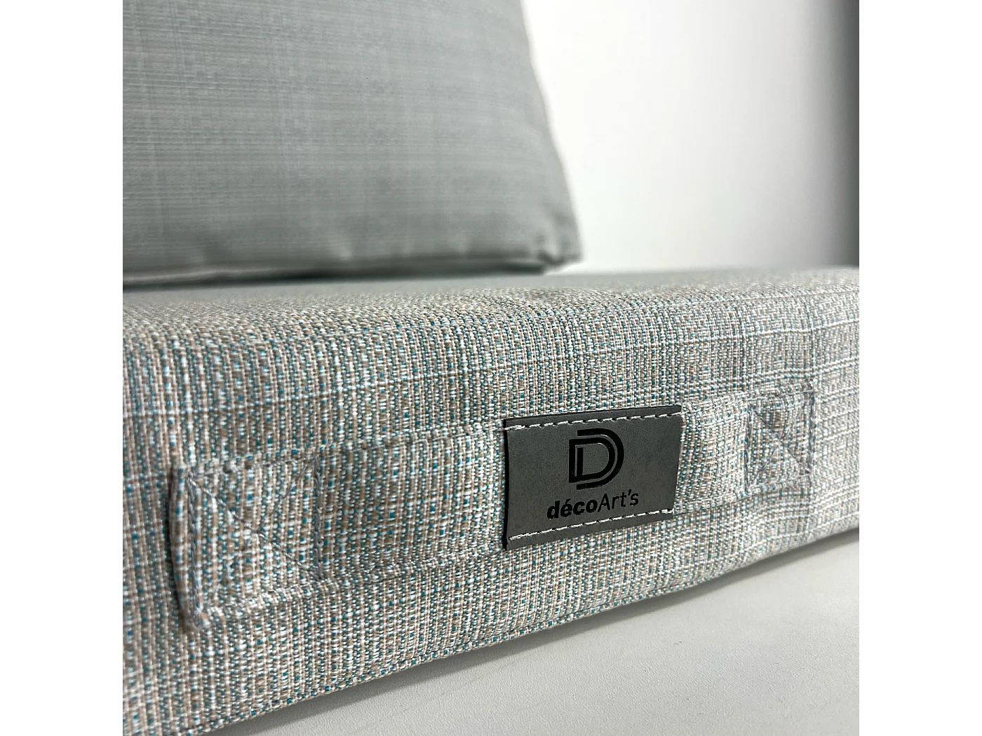 Coussins pour salon de jardin déhoussable 100x50cm Beige chiné turquoise