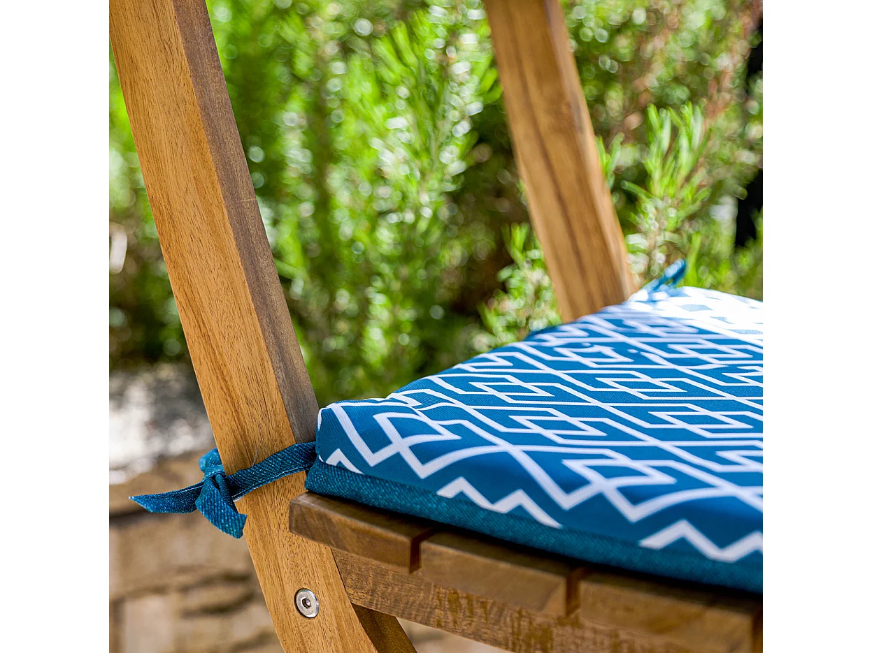 Lot de 4 Galettes de Chaise 35x35x3 cm motif Géométrique Vert