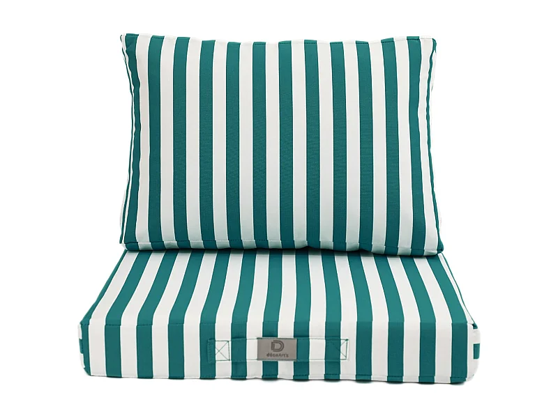 Coussins pour salon de jardin déhoussable 50x50cm - Rayure Vert