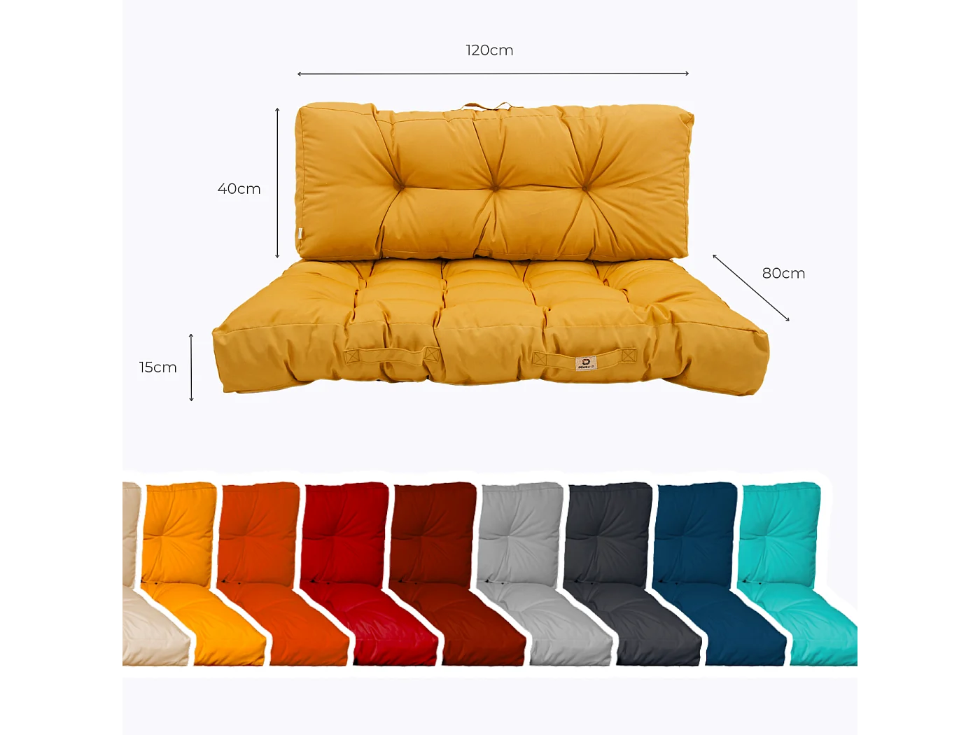 Coussins matelas pour palette 120X80X20 en polyester jaune miel