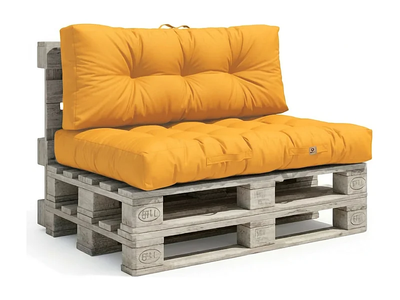 Lot coussins extérieur pour palette jaune miel 120x80 Imperméables Anti-UV DECOARTS