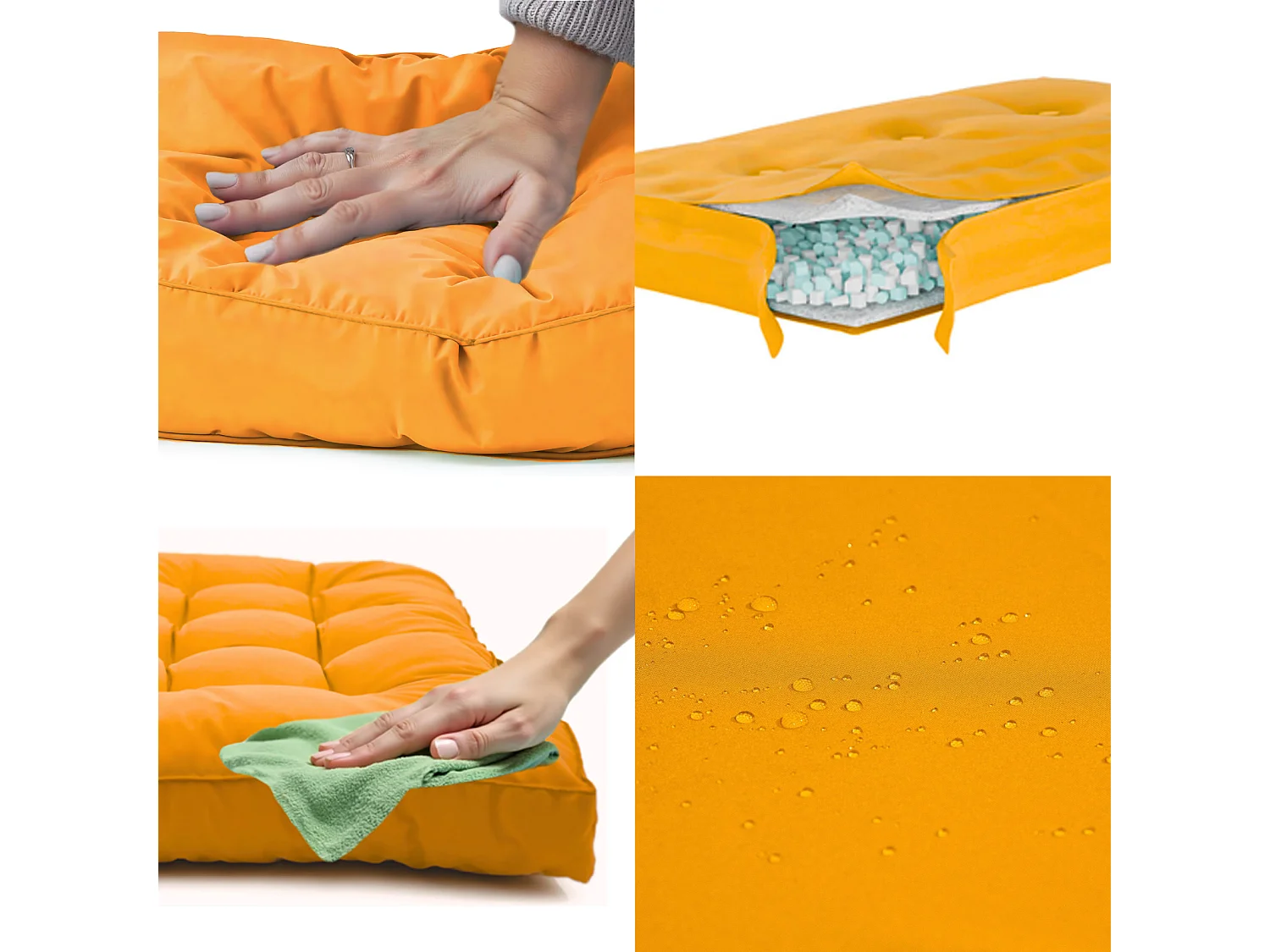 Coussins pour salon de jardin capitonné 60x60cm jaune