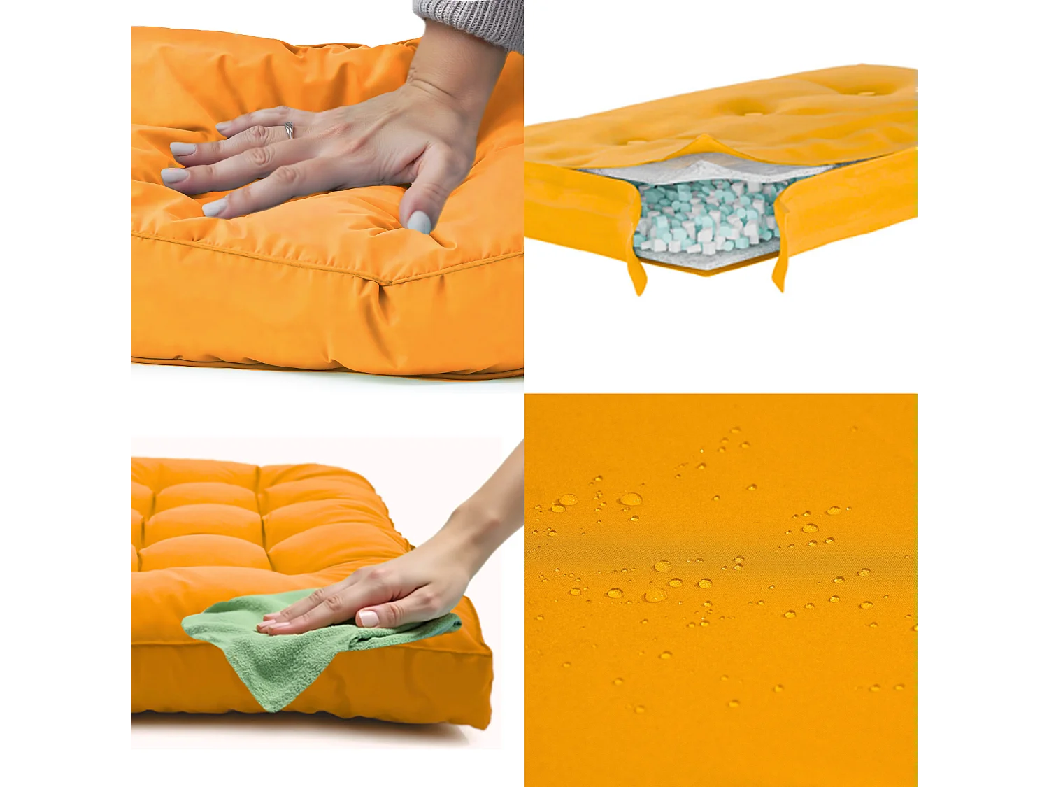 Coussins pour salon de jardin capitonné 60x60cm jaune