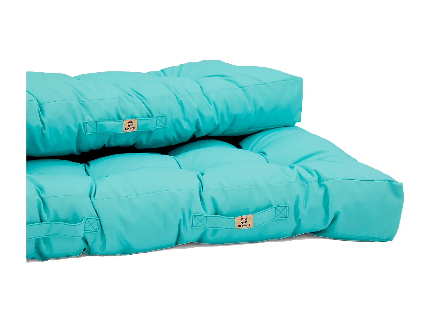 Lot coussins extérieur pour palette bleu caraïbes 120x80 Imperméables Anti-UV DECOARTS