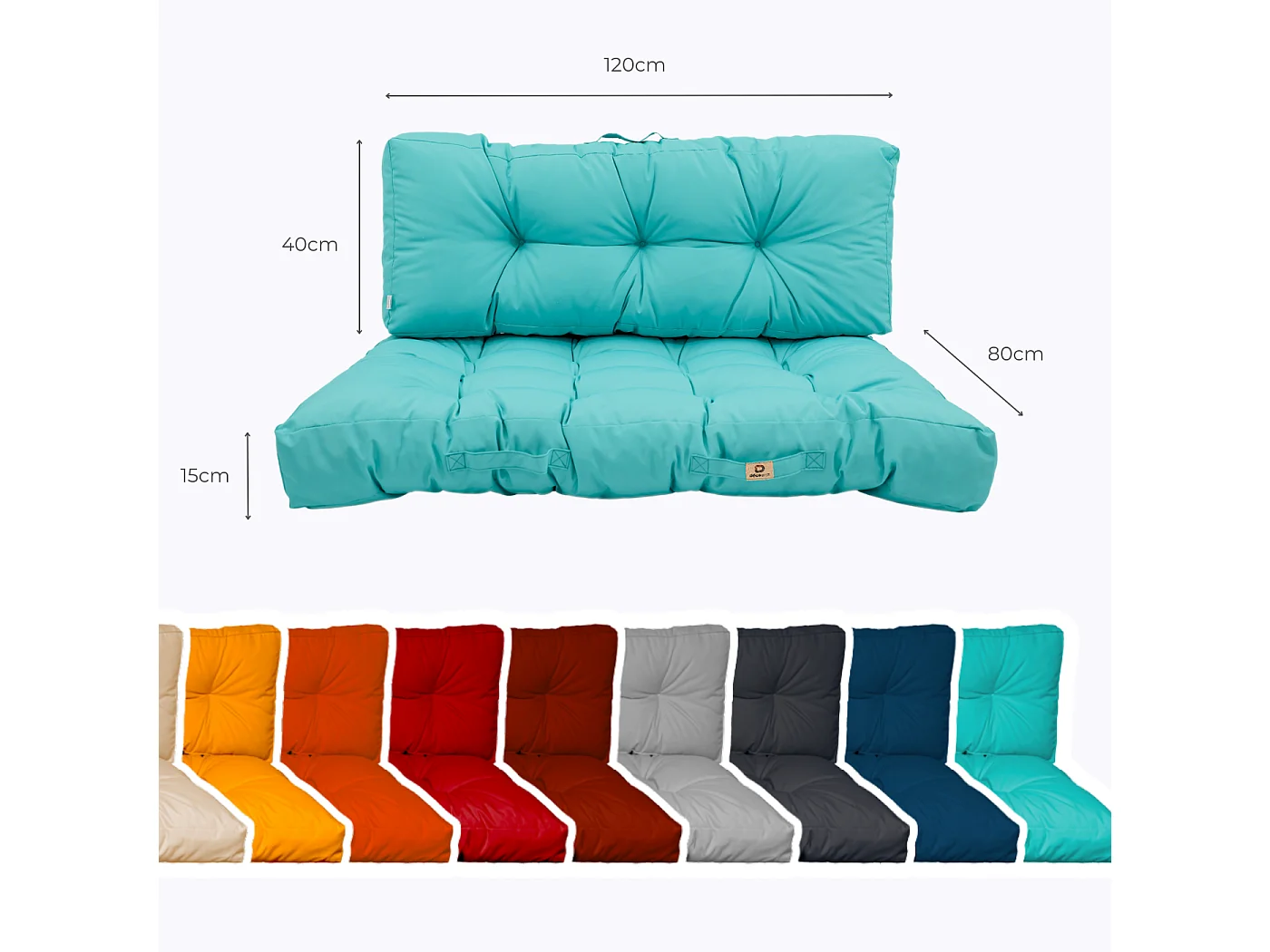 Coussins matelas pour palette 120X80X20 en polyester bleu caraïbe