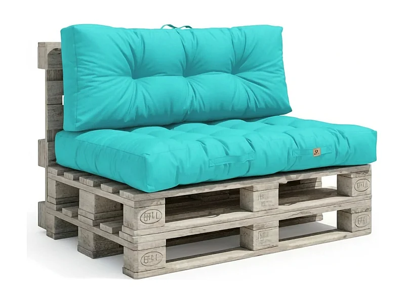 Lot coussins extérieur pour palette bleu caraïbes 120x80 Imperméables Anti-UV DECOARTS