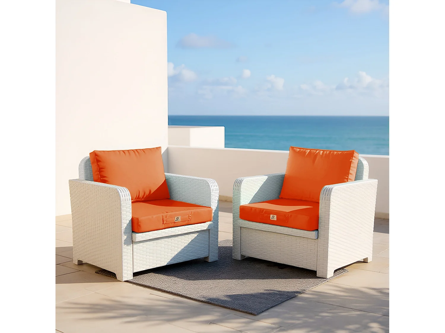 Coussins pour salon de jardin déhoussable 50x50cm orange