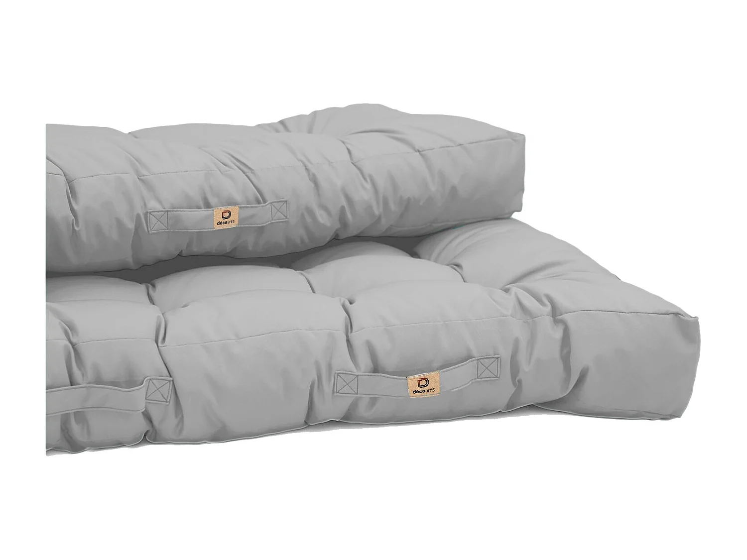 Lot coussins extérieur pour palette gris galet 120x80 Imperméables Anti-UV DECOARTS