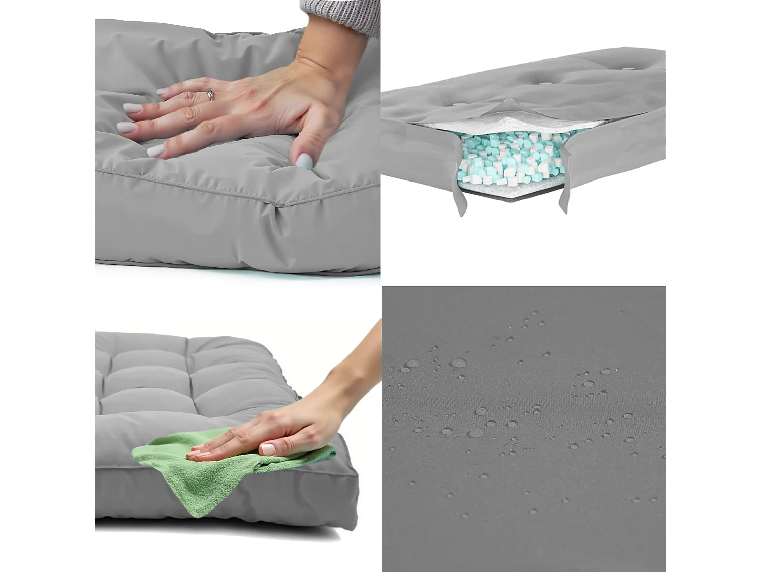 Coussins matelas pour palette 120X80X20 en polyester gris galet