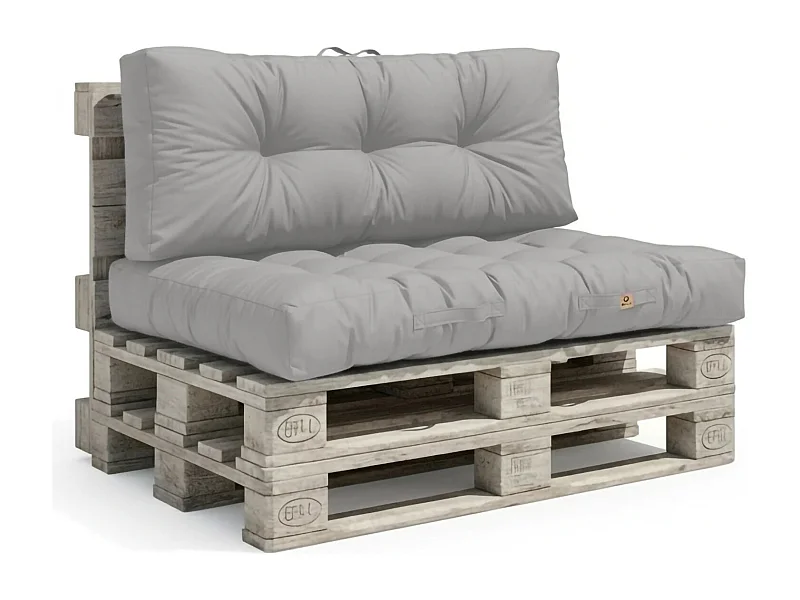 Lot coussins extérieur pour palette gris galet 120x80 Imperméables Anti-UV DECOARTS