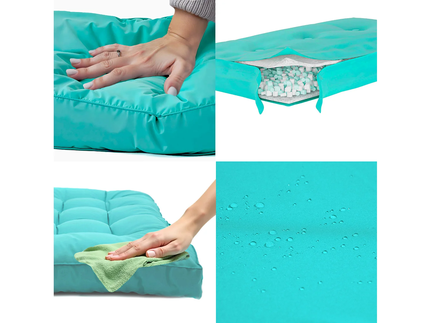 Coussins pour salon de jardin capitonné 60x60cm Bleu caraibes