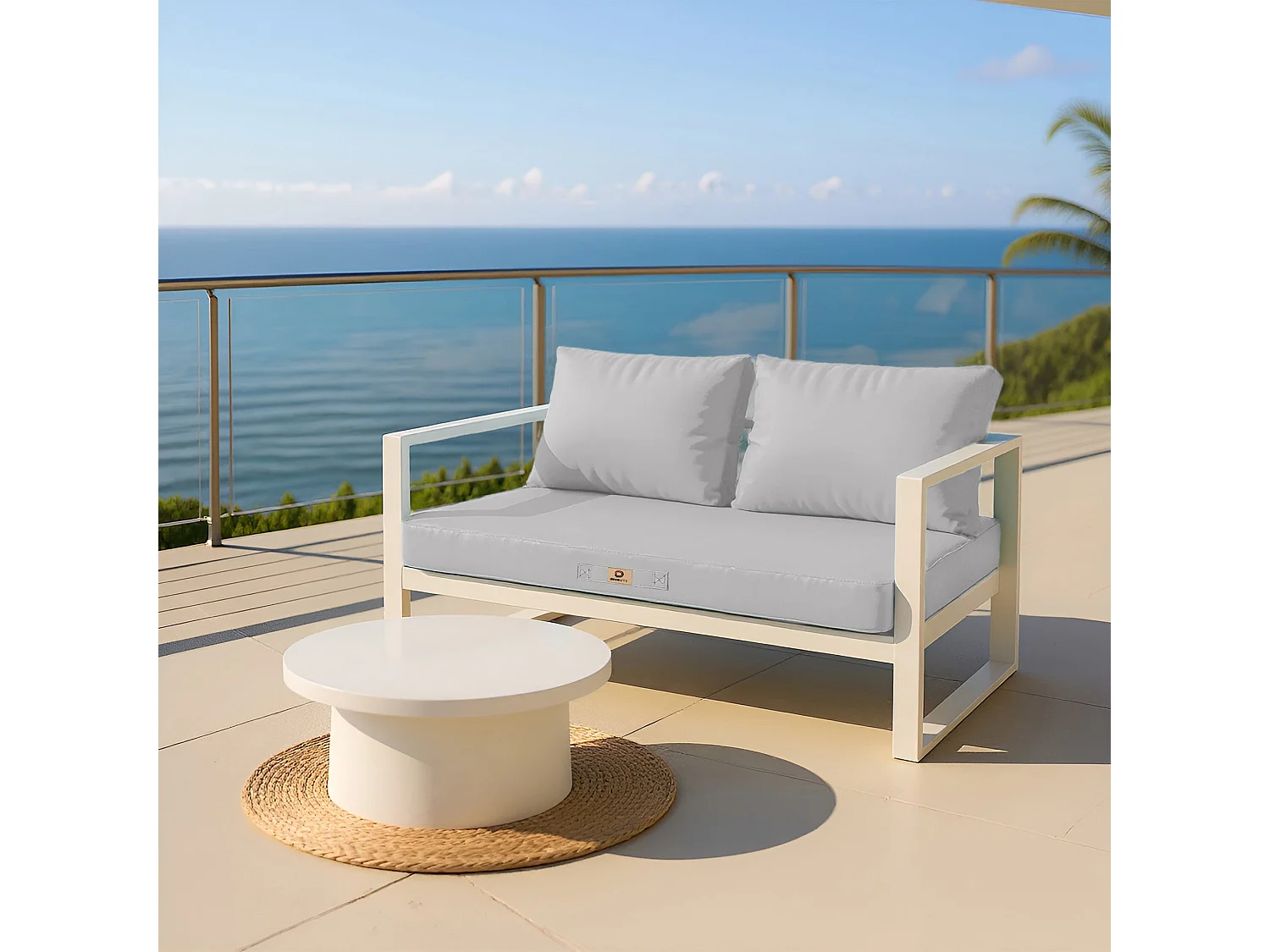 Coussins pour salon de jardin déhoussable 100x50cm Gris galet