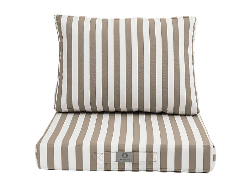 Coussins pour salon de jardin déhoussable 60x60cm - Rayure Beige