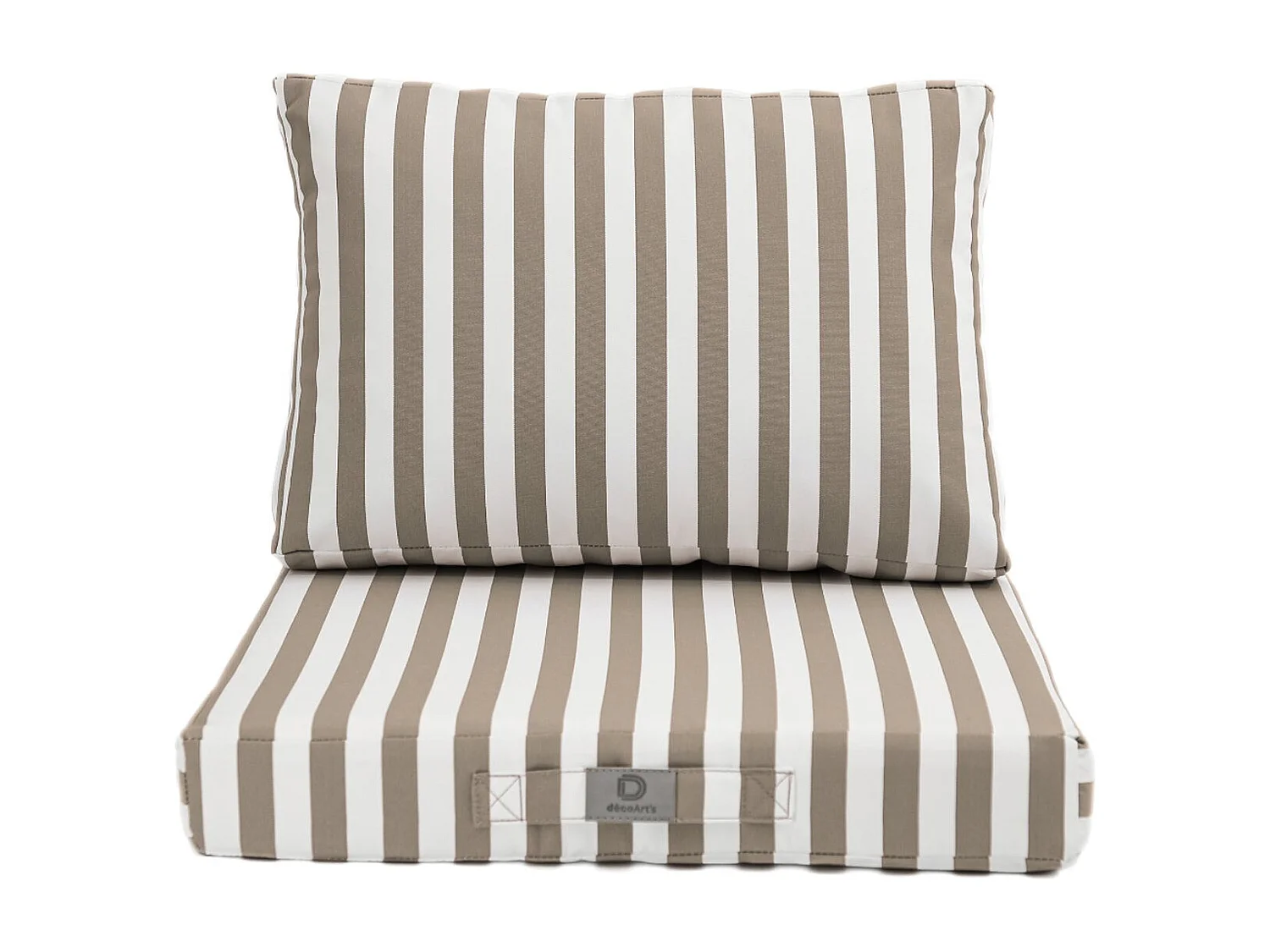 Coussins pour salon de jardin déhoussable 60x60cm - Rayure Beige