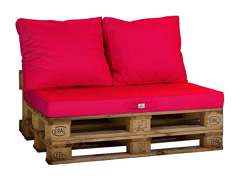 Lot matelas pour palette déhoussable avec assise de 120x80x10cm et dossier Rouge Piment