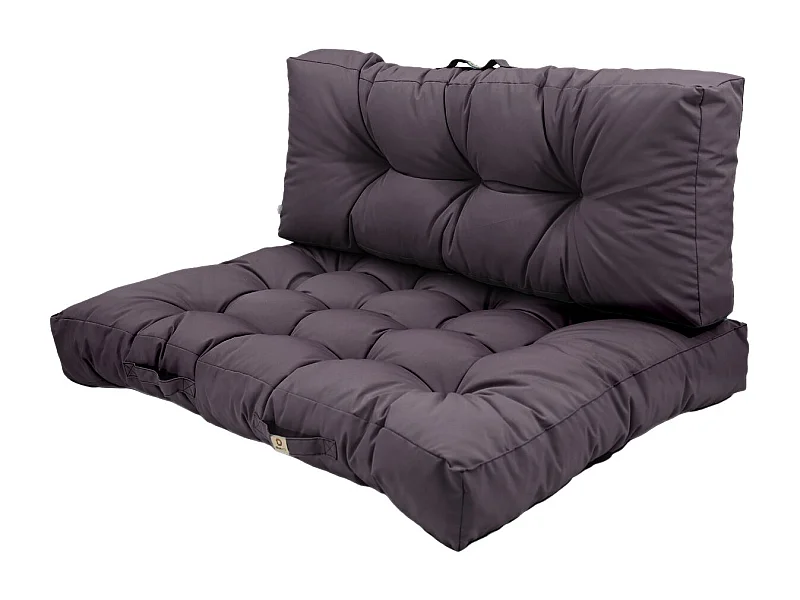 Lot coussins extérieur pour palette gris carbone 120x80 Imperméables Anti-UV DECOARTS