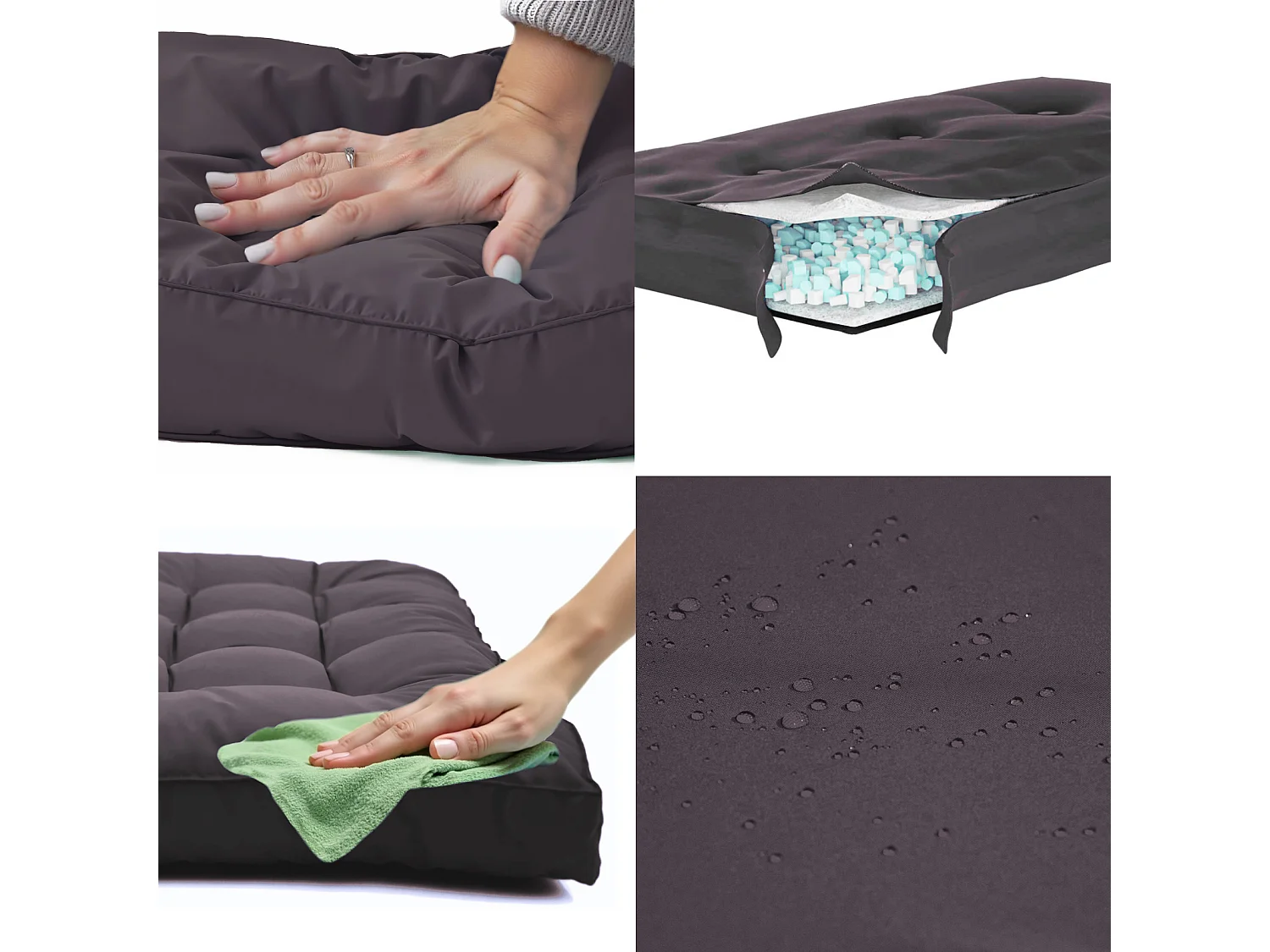 Coussins matelas pour palette 120X80X20 en polyester gris carbone