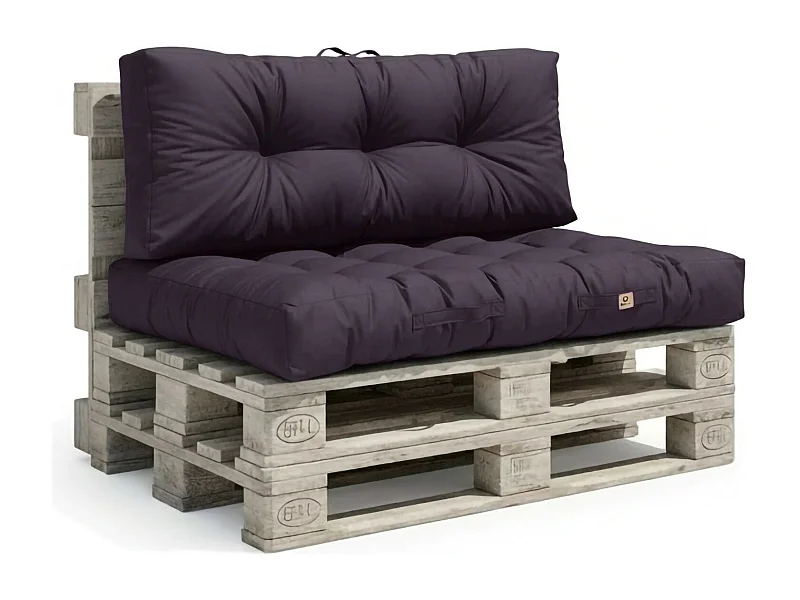 Lot coussins extérieur pour palette gris carbone 120x80 Imperméables Anti-UV DECOARTS