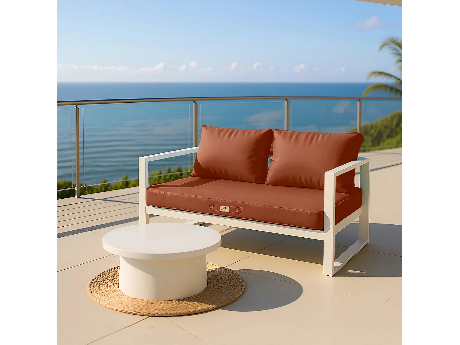 Coussins pour salon de jardin déhoussable 120x60cm Terracotta