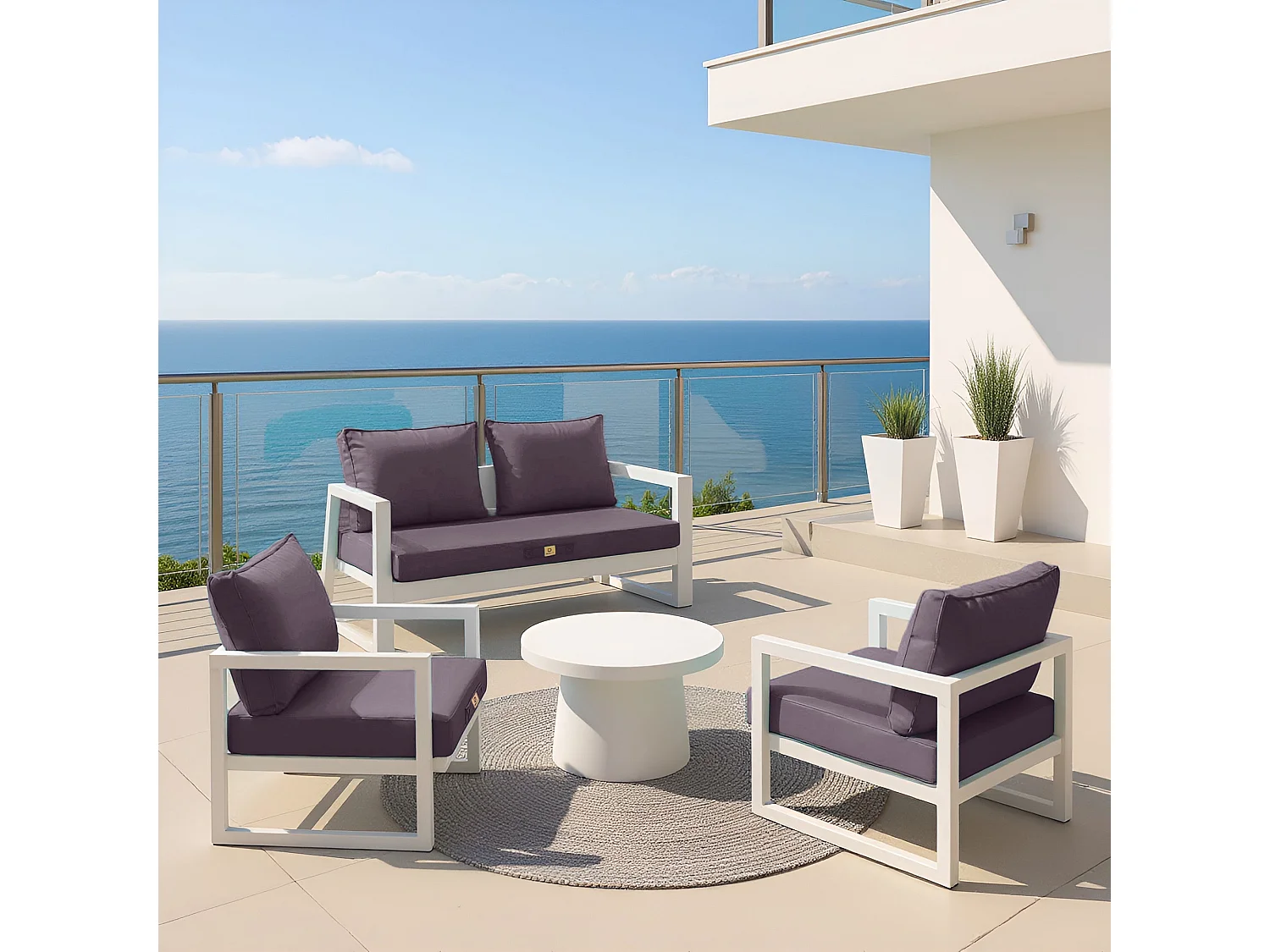 Coussins pour salon de jardin déhoussable 60x60cm Gris carbone