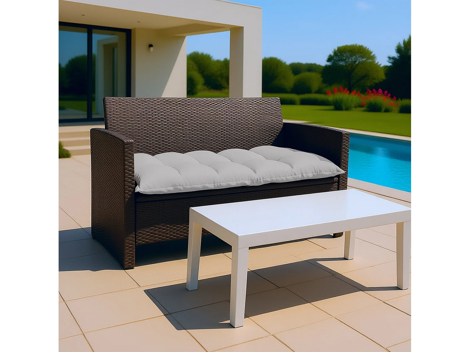 Matelas futon 120x60cm en polyester gris galet
