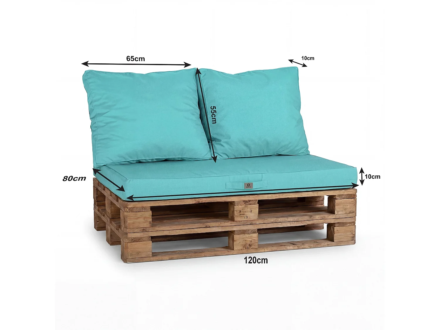 Lot de 3 coussins pour palette déhoussables en polyester bleu