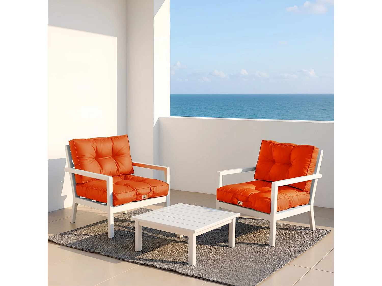 Coussins pour salon de jardin capitonné 50x50cm orange