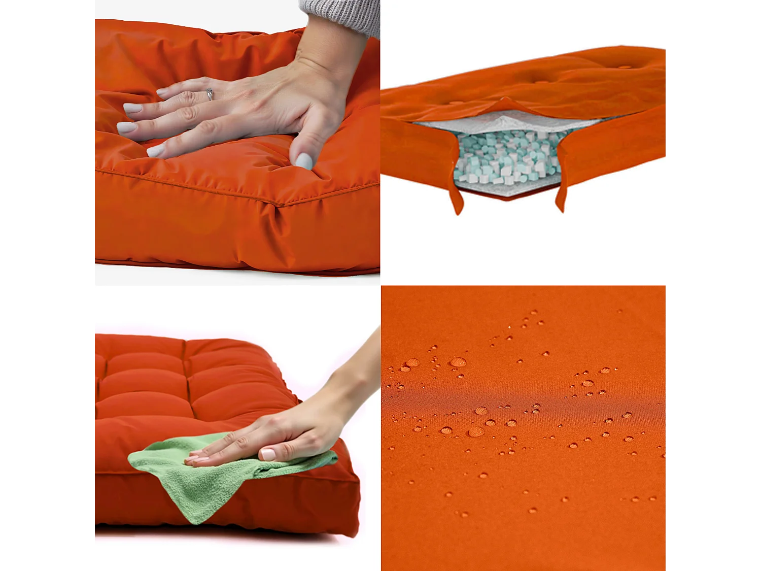 Coussins pour salon de jardin capitonné 50x50cm orange