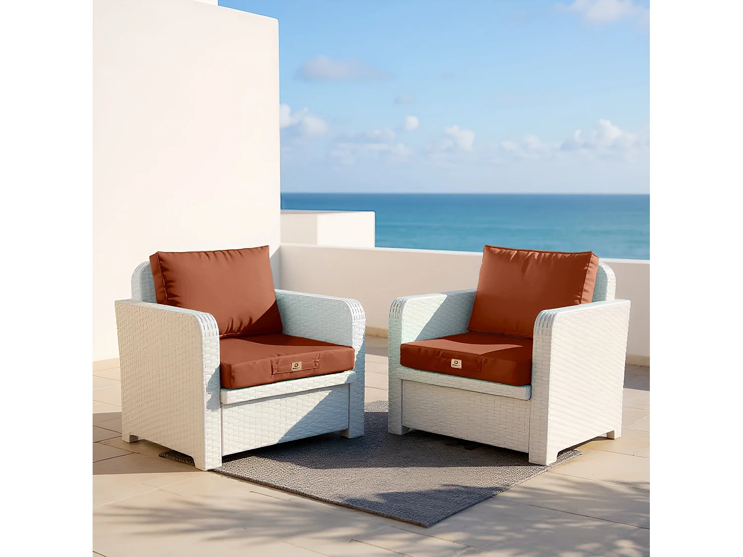 Coussins pour salon de jardin déhoussable 60x60cm Terracotta