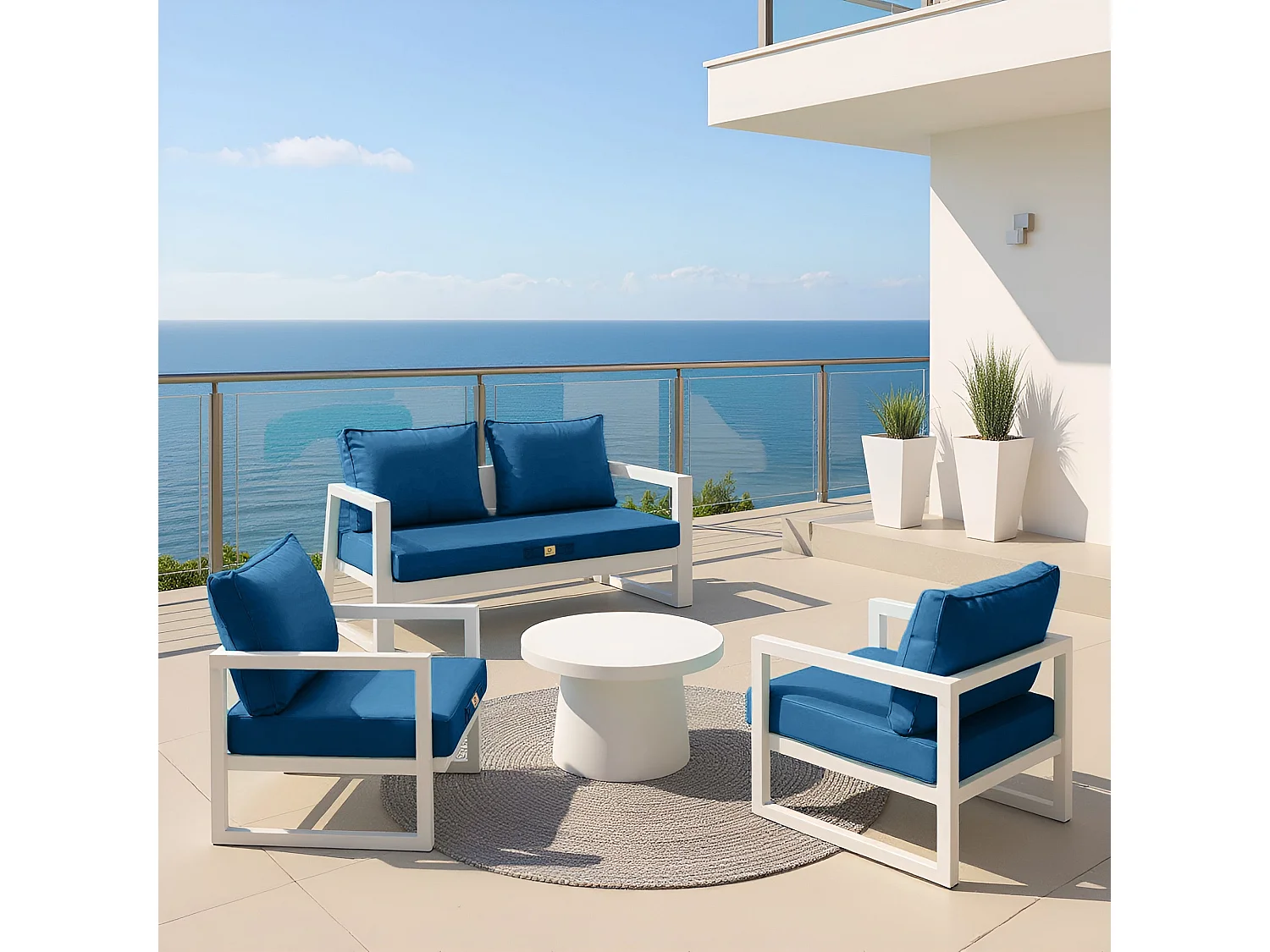 Coussins pour salon de jardin déhoussable 50x50cm Bleu pétrole