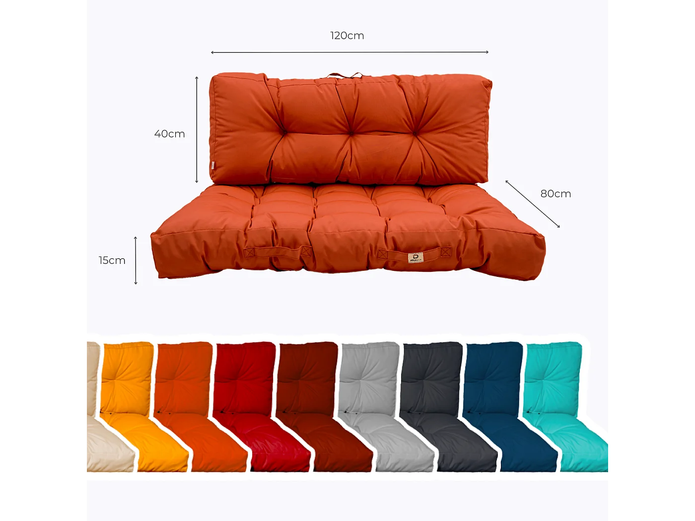 Coussins matelas pour palette 120X80X20 en polyester orange