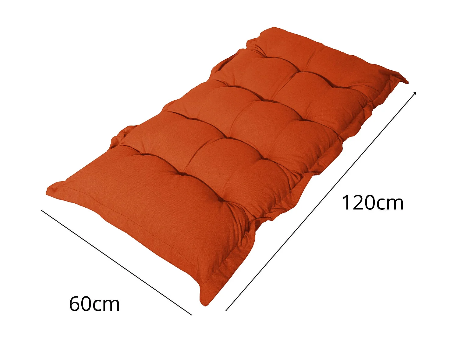 Coussin capitonné Confort Intérieur Extérieur 120x60cm - Orange