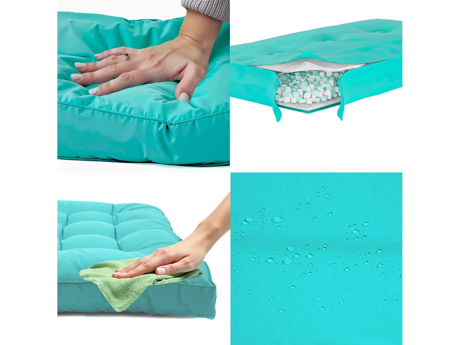 Coussins pour salon de jardin capitonné 50x50cm Bleu caraibes