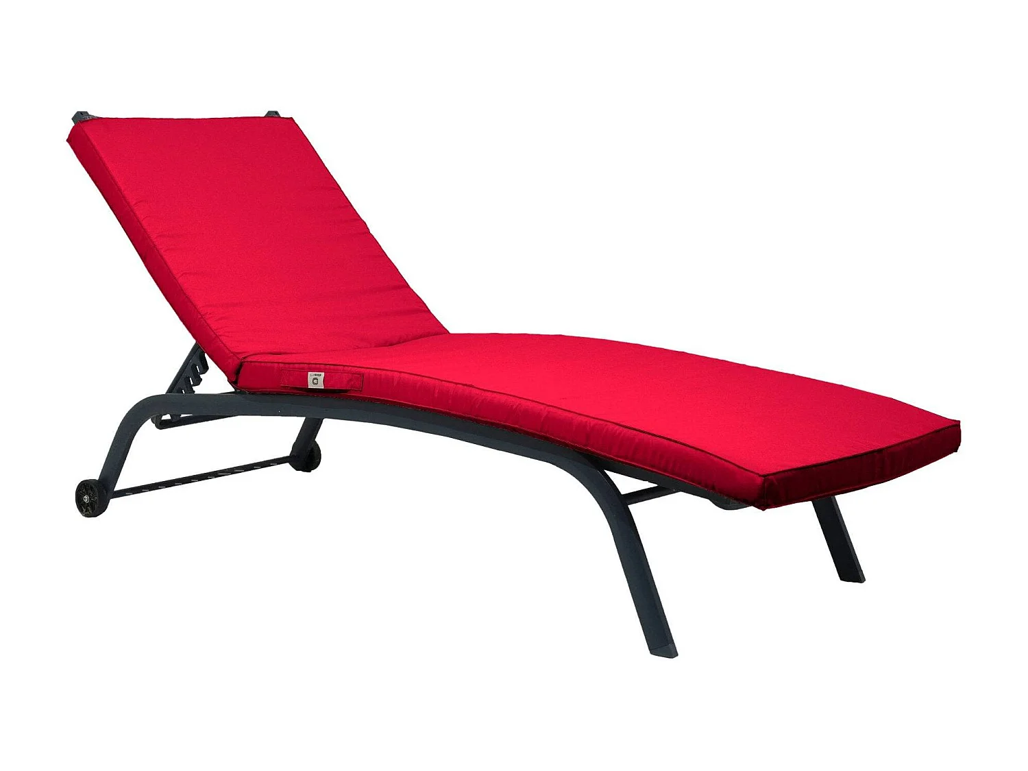 Coussin Bain de Soleil - Matelas pour Transat Déhoussable - 185x60x5cm - Rouge piment