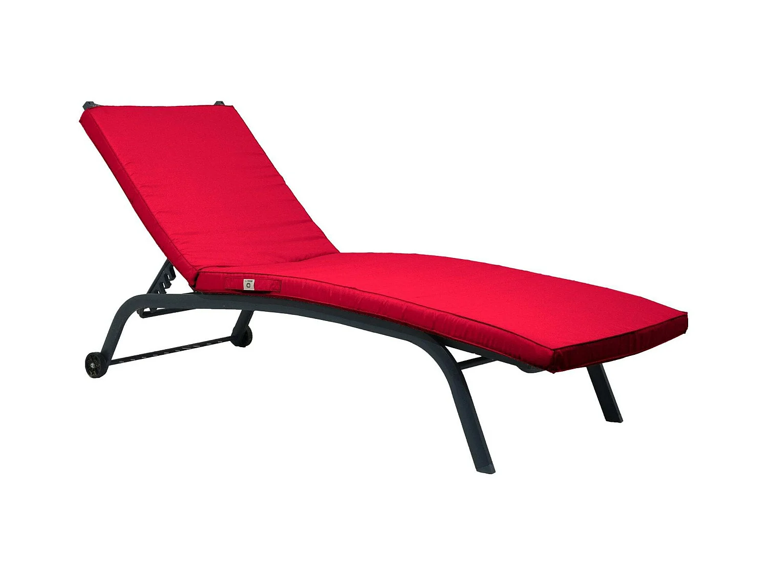 Coussin Bain de Soleil - Matelas pour Transat Déhoussable - 185x60x5cm - Rouge piment