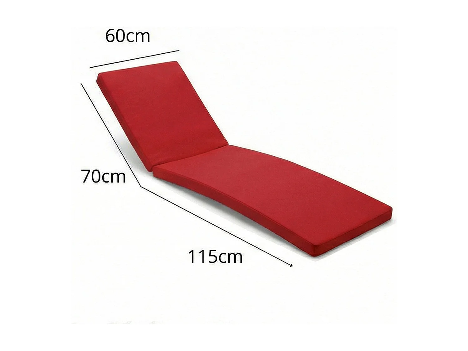 Coussin pour transat déhoussable 185x55x4cm rouge piment