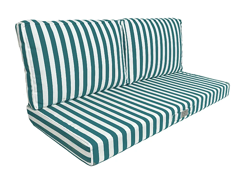 Coussins pour salon de jardin déhoussable 120x60cm Rayure vert