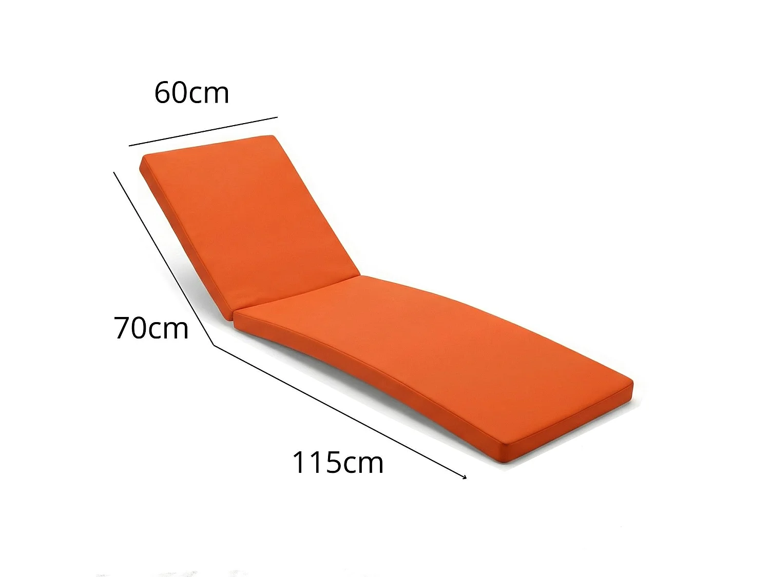 Coussin pour transat déhoussable 185x55x4cm orange