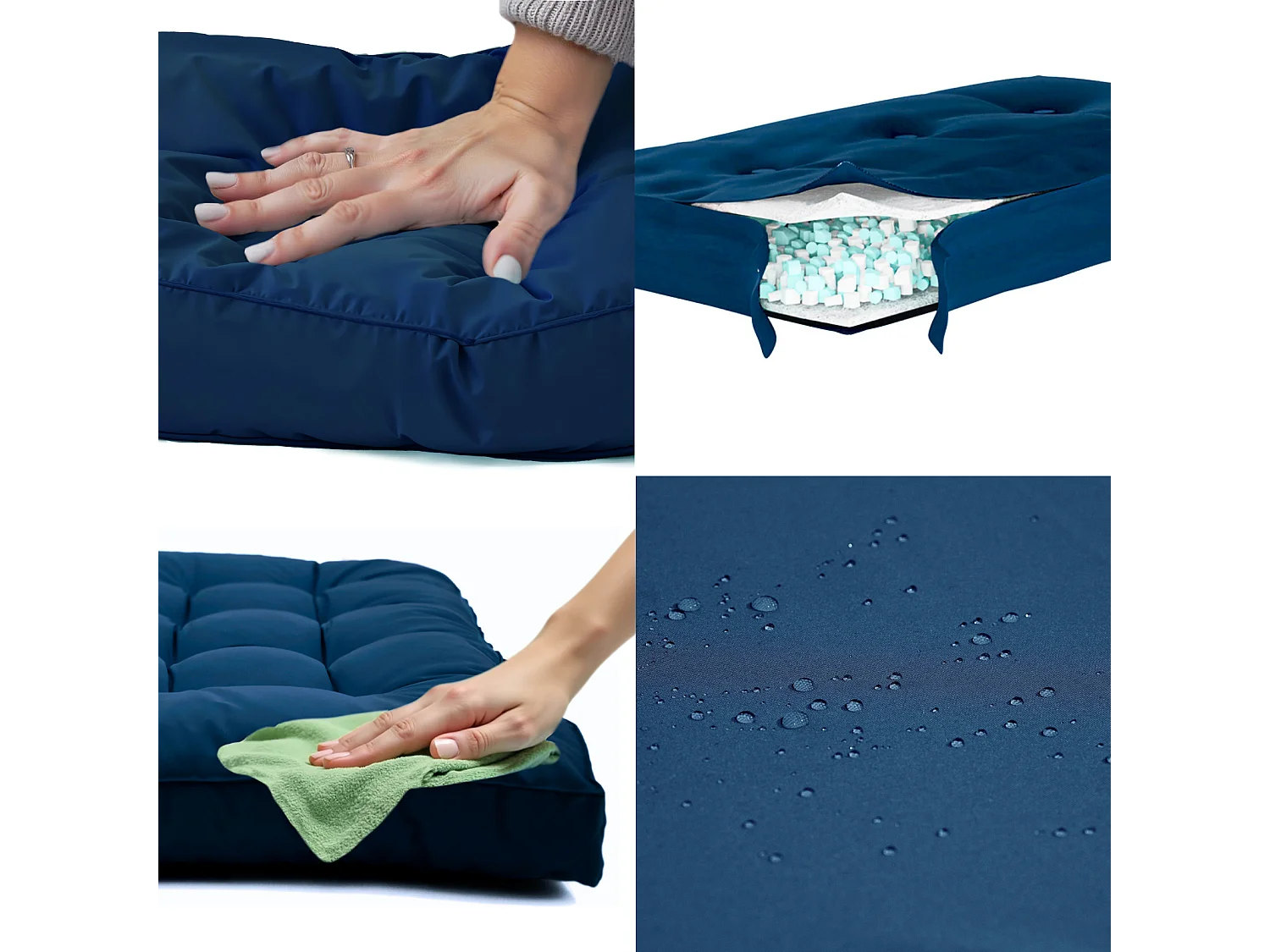 Coussins pour salon de jardin capitonné 50x50cm Bleu petrole