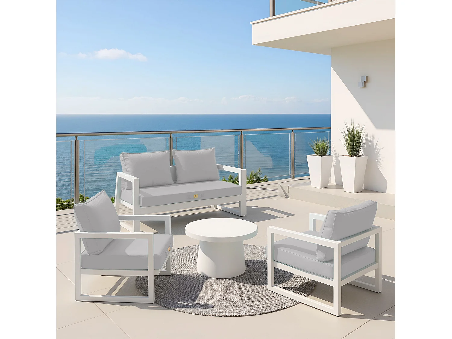 Coussins pour salon de jardin déhoussable 60x60cm Gris galet