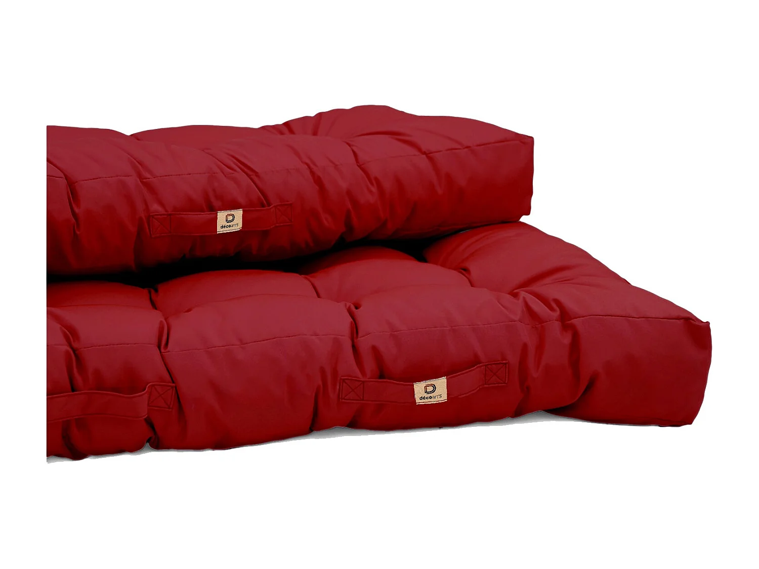 Lot coussins extérieur pour palette rouge piment 120x80 Imperméables Anti-UV DECOARTS