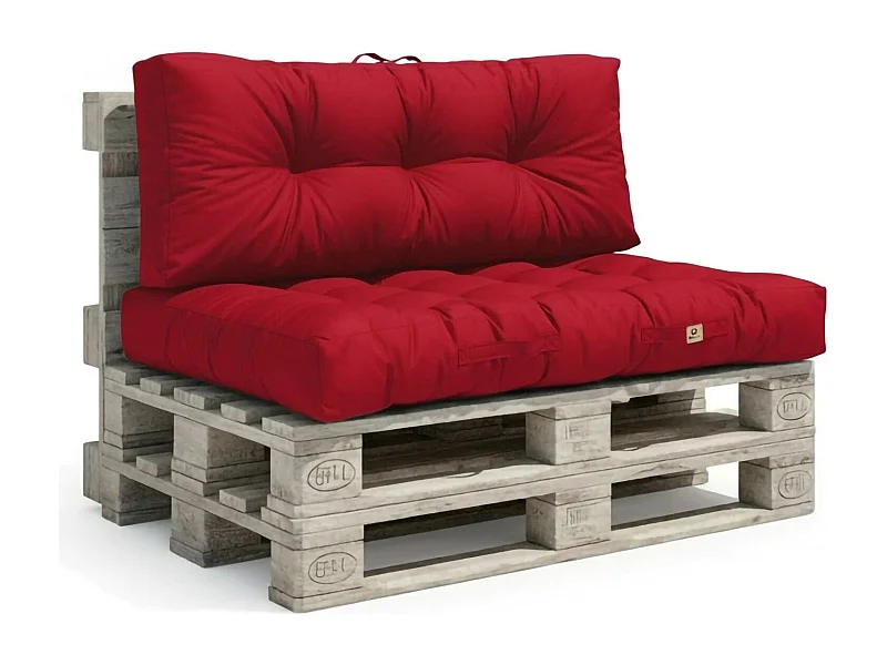 Lot coussins extérieur pour palette rouge piment 120x80 Imperméables Anti-UV DECOARTS