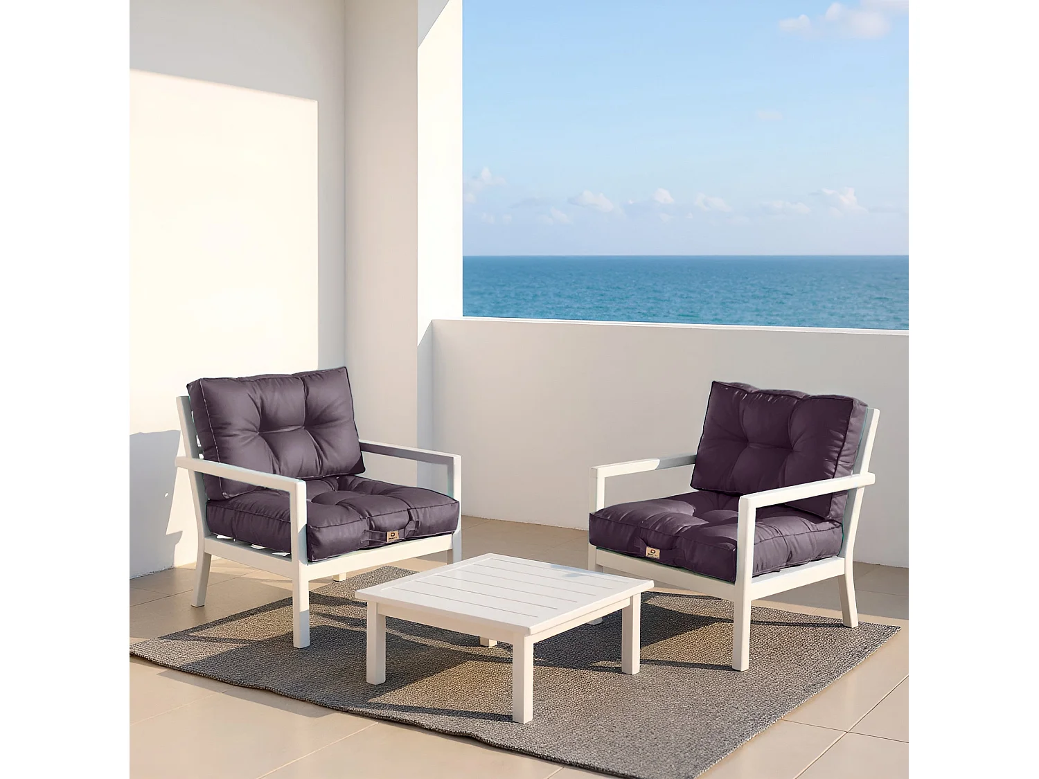 Coussins pour salon de jardin capitonné 50x50cm gris carbone