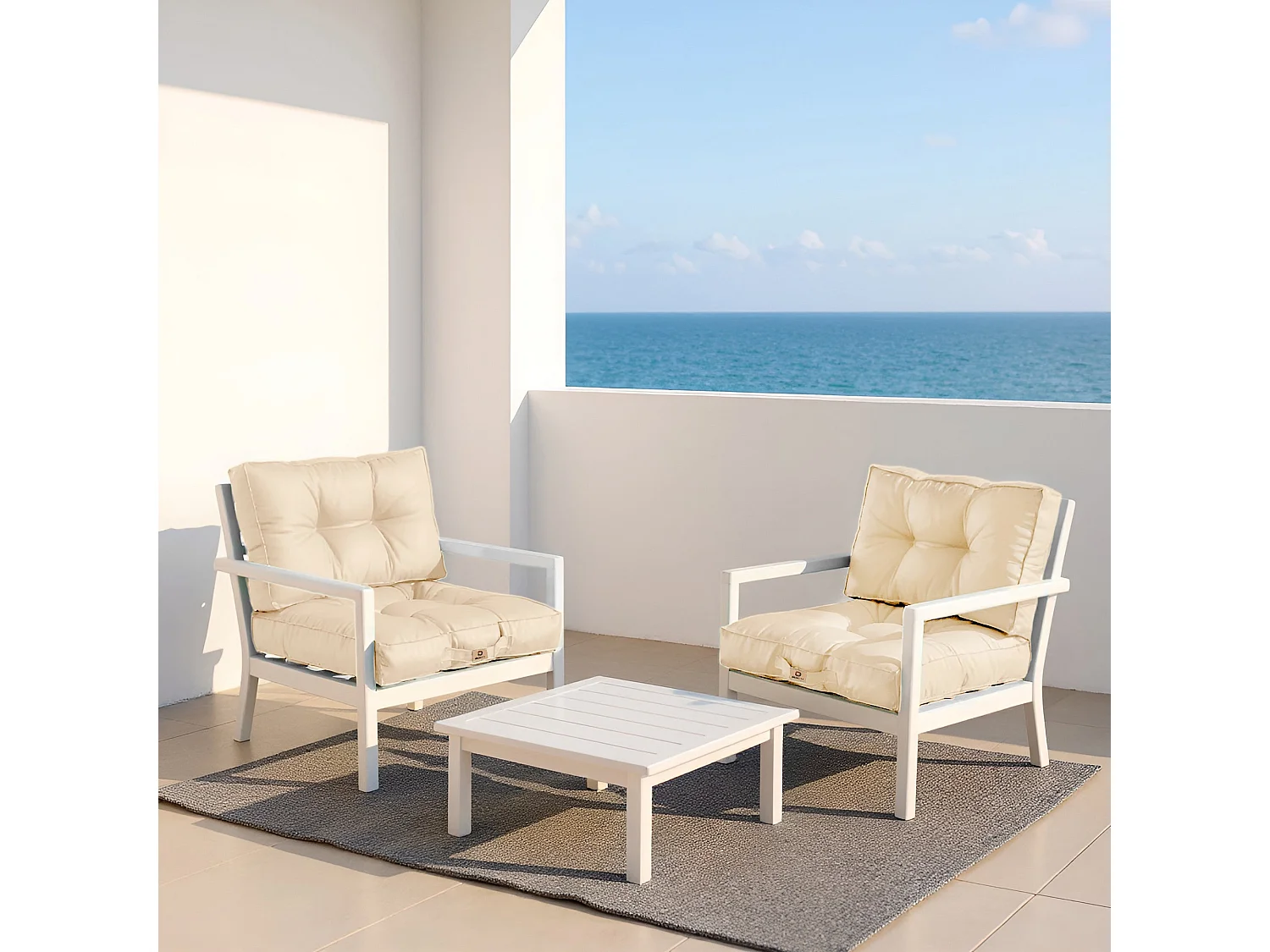 Coussins pour salon de jardin capitonné 50x50cm Beige