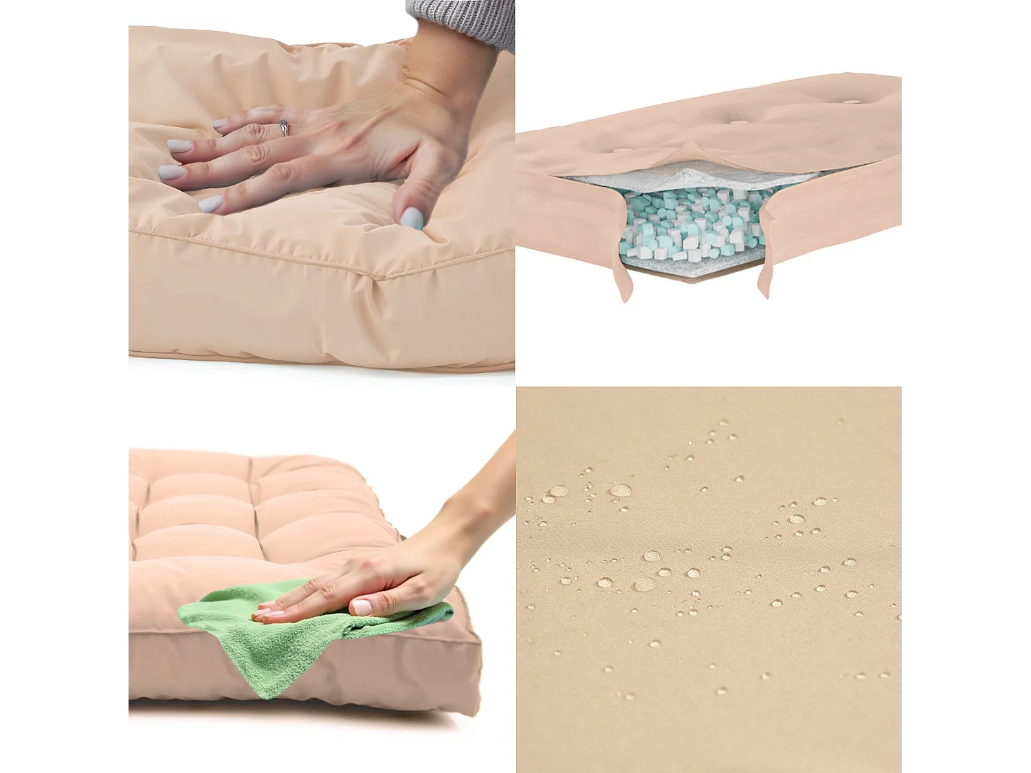 Coussins pour salon de jardin capitonné 50x50cm Beige