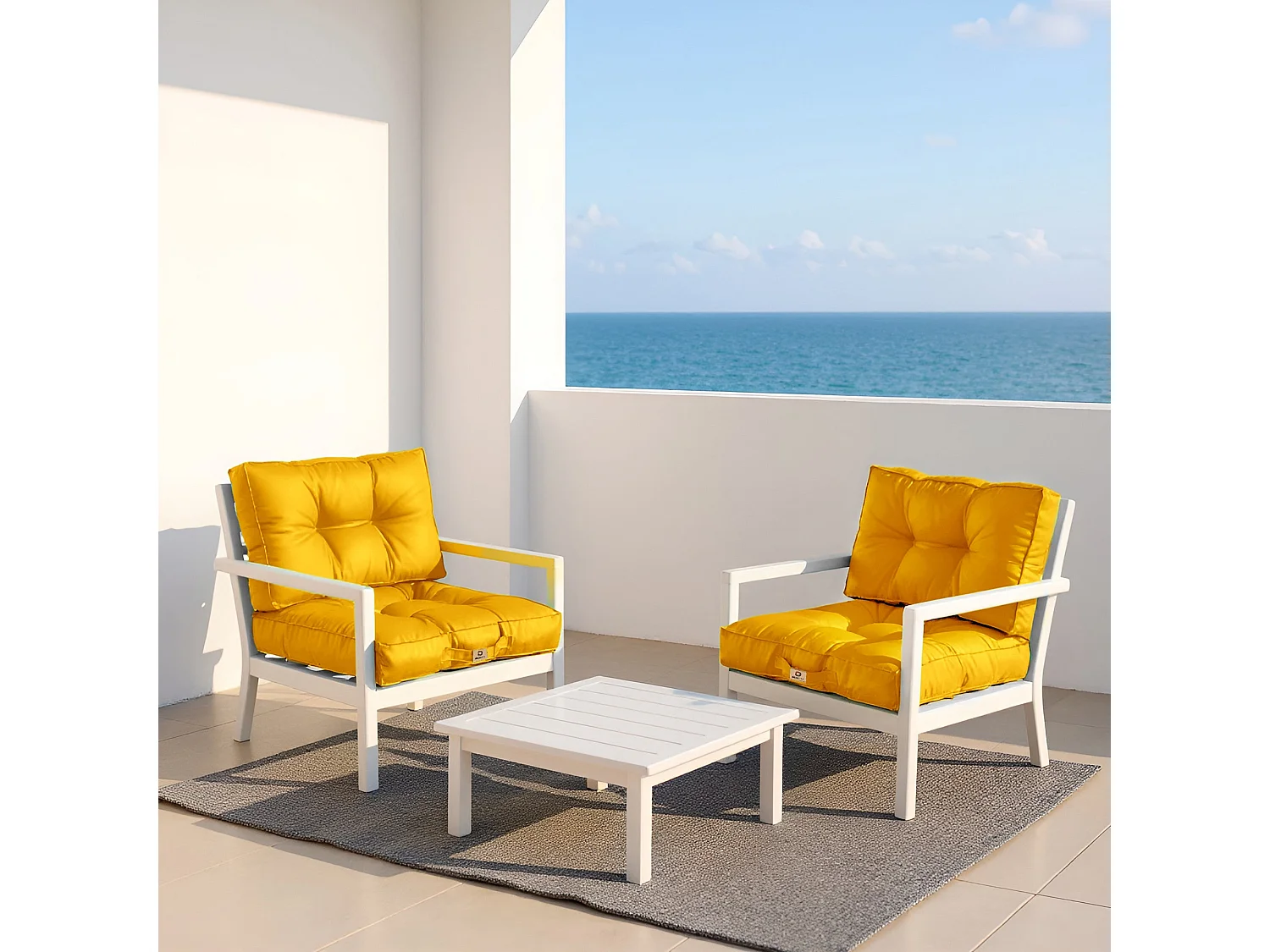 Coussins pour salon de jardin capitonné 50x50cm jaune